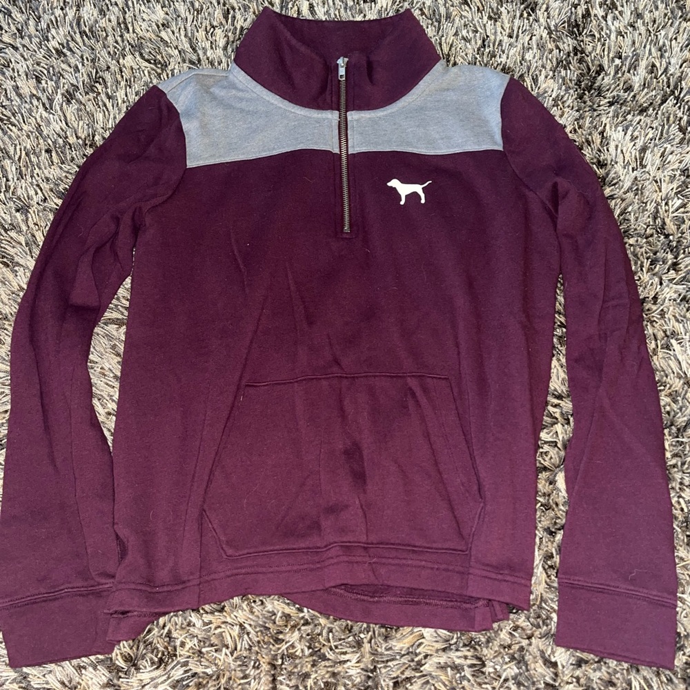 Size medium. Pink Victoria Secret. Purple and gray quarter zip with front pocket
